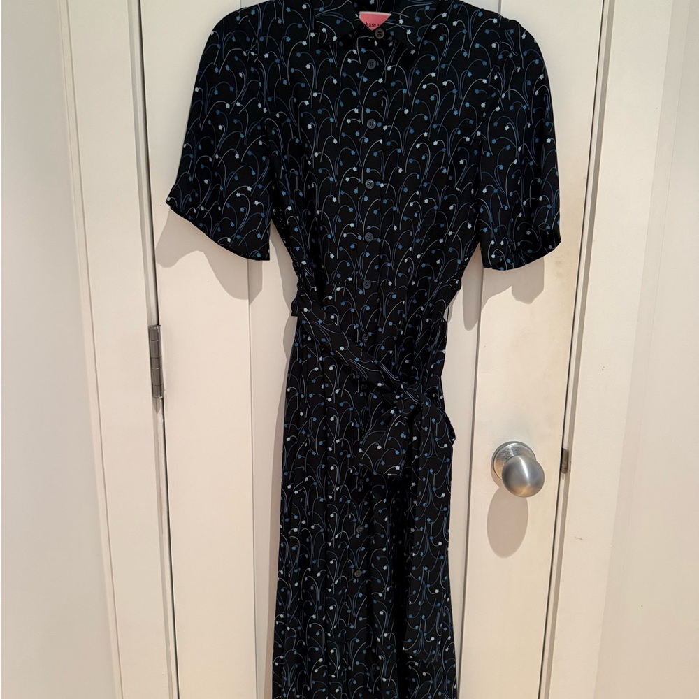 Kate Spade Black and Blue Midi Dress